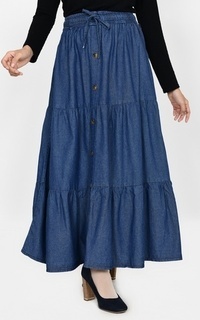Rok Long Skirt Denim Askia Dark Blue-646702