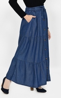 Rok Long Skirt Denim Askia Dark Blue-646703
