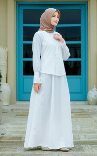 Long Dress Gamis Alnaira Toyobo White Big Size
