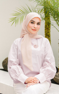 Hijab Polos Textured Square - Rose Water