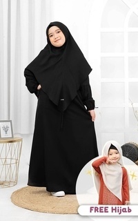 kids' clothing Gamis Qanita Couple Set Khimar - Kids - Black - L