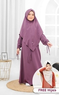 kids' clothing Gamis Qanita Couple Set Khimar - Kids - Lilac - M