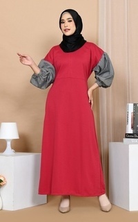 Long Dress Mybamus Sena Mix Square Dress Fuschia M17596 R33S2