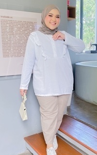 Tunik Zafia Wrinkle Tunic BROKEN WHITE M16151 R40S4