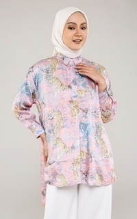 Kemeja Tigress Satin Shirt - Pink 