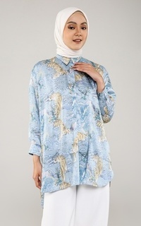 Kemeja Tigress Satin Shirt - Blue 