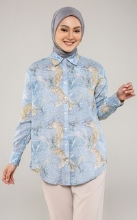 Kemeja Tigress Oversize Voile Shirt - Blue 