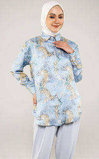 Shirt Tigress Oversize Satin Shirt - Blue 