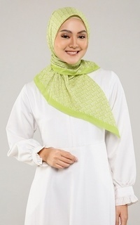 Printed Scarf Bimu Voile Square - Lime Punch