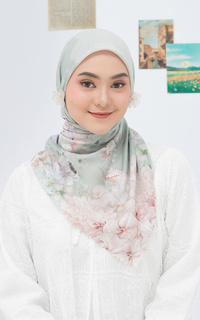 Hijab Motif Aurora Series Scarf Voal Printing - Mint Green