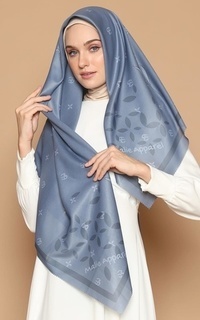 Printed Scarf Hijab Voal Premium Monogram Softy Peal Blue