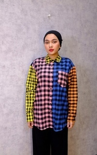 Kemeja Ellish Multicolor Shirts - Yellow