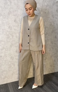 Setelan Cya Vest Set - Taupe