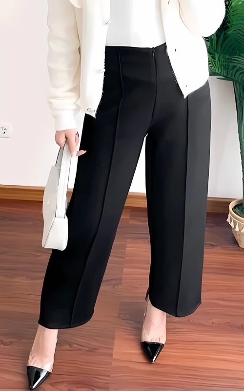 Shop HIJUP BASIC High Waist Scuba Pants Pants