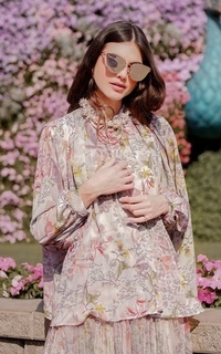 Kemeja Into The Garden Pleated Shirt - Pink