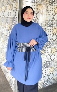 Tunik Siselyo x Puwputt Dumy Obi Tunik Oversize Denim M17589 R23S1