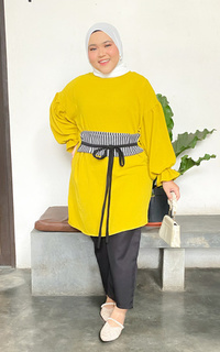 Tunic Siselyo x Puwputt Dumy Obi Tunik Oversize Lime M17590 R22S1