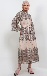Gamis MFMW Ponari Dress Gamis Brukat Satin Cream Cream-655605