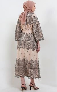 Gamis MFMW Ponari Dress Gamis Brukat Satin Cream Cream-655607
