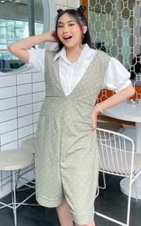 Overall Yoenik Apparel Dahyun Overall Celana Pendek SageGreen M17604 R27S6