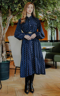 Gamis Bianca Polka Maxi Dress - Navy 