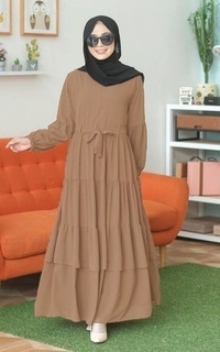 Long Dress Vervessa's Belina Bow Tie Dress Cinnamon | Gamis Polos Basic Kerja PO 4 Days