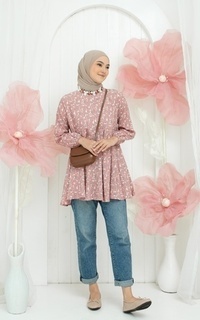 Blus Floral Blouse Dusty Pink