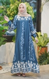 Gamis Vervessa's Kia Ethnic Bubble Dress Electric Blue | Gamis Raya Pesta Kondangan PO 4 Days