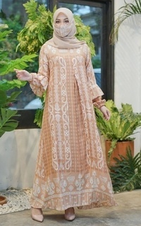 Gamis Vervessa's Kia Ethnic Bubble Dress Peach | Gamis Raya Pesta Kondangan PO 4 Days