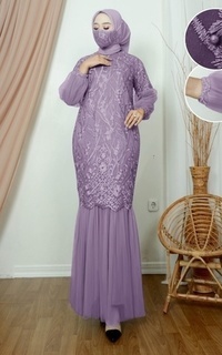 Long Dress Vervessa's Mariska Bubble Dress Lavender | Gaun Kebaya Gamis Raya Pesta Kondangan PO 1 Week