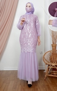 Long Dress Vervessa's Mariska Bubble Dress Lilac | Gaun Kebaya Gamis Raya Pesta Kondangan