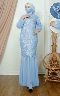 Long Dress Vervessa's Mariska Bubble Dress Arctic | Gaun Kebaya Gamis Raya Pesta Kondangan PO 1 Week