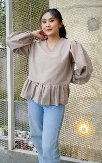 Blouse Yoenik Apparel Mikyung Balloon Tops Beige M17619 R92S3