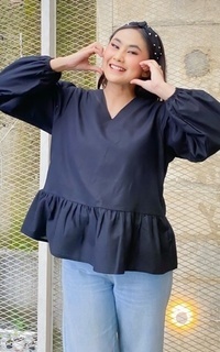 Blouse Yoenik Apparel Mikyung Balloon Tops Black M17618 R92S2