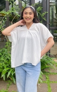 Blus Yoenik Apparel Hyena Blouse Crinkle Broken White M17520 R40S1