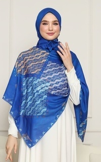 Printed Scarf Hijab Voal Premium Tenun Mbojo B denim