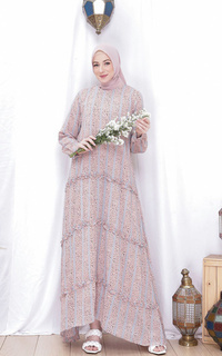 Gamis Naomi Ruffled 3 Tier Dress - Brown