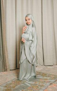 Praying Set Alunicorn - Shofiya Prayer Robe - Mukena Anak - Gingham Green