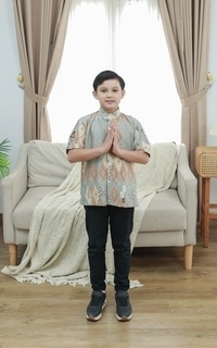 kids' clothing Vervessa's Silky Ethnic Kids Muslim Shirt Sage | Koko Anak Raya Pesta Kondangan