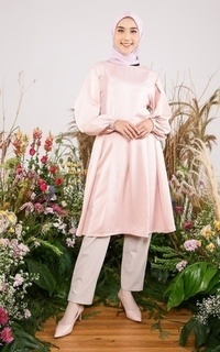 Tunic Hazelnut Indonesia - Thalia Tunic - Atasan/ Blouse/ Top Wanita - Pink (DEFECT/ MINOR)