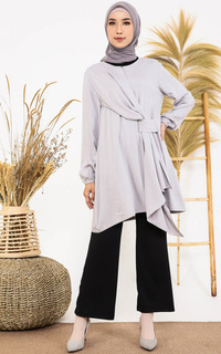 Tunik Hazelnut Indonesia - Proenza Tunic - Atasan/ Blouse/ Top Wanita - Grey (DEFECT/ MINOR)