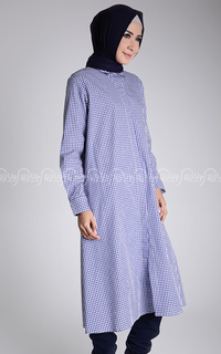 Tunic Cara Gingham Pattern Blue White-66404
