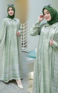 Gamis Vervessa's Lenia Collar Dress Sage | Gamis Raya Pesta Kondangan