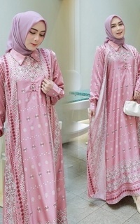 Gamis Vervessa's Lenia Collar Dress Dusty Pink | Gamis Raya Pesta Kondangan PO 6 Days