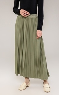 Skirt Basic Pleats Skirt Dark Green A