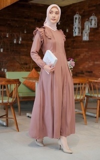 Long Dress Vervessa's Sabina Ruffle Dress Cinnamon | Gamis Polos Basic Kerja PO 4 Days