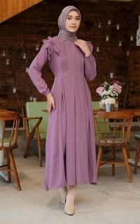 Gamis Vervessa's Sabina Ruffle Dress Mauve | Gamis Polos Basic Kerja PO 4 Days