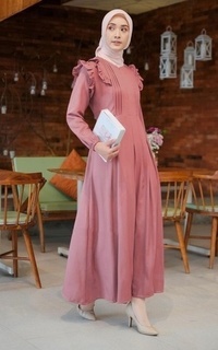 Long Dress Vervessa's Sabina Ruffle Dress Dusty Pink | Gamis Polos Basic Kerja PO 4 Days