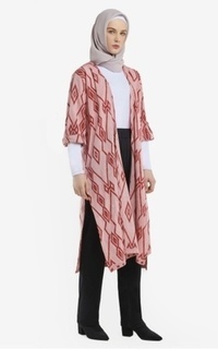 Cardigan Selva Red Tenun Long Cardigan red-667772