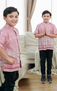 Pakaian Anak Vervessa's Lenia Kids Muslim Shirt Dusty Pink | Koko Anak Raya Pesta Kondangan